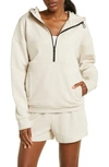 Zella Explore Half Zip Terry Hoodie In Beige Pumice
