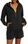 Zella Explore Half Zip Terry Hoodie In Black