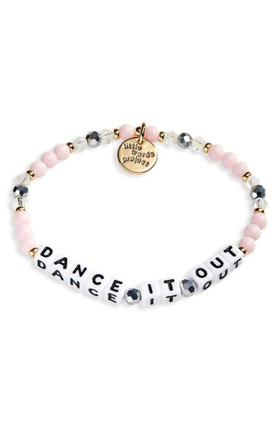 Little Words Project Dance It Out Beaded Stretch Bracelet In Blush White