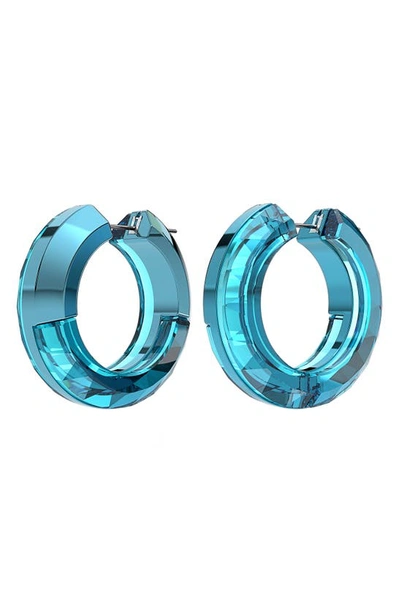 Swarovski Lucent Crystal Hoop Earrings In Blue