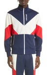 Palm Angels Colour-block Zipped Track Jacket In Navy Blue White