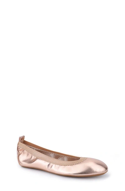 Yosi Samra Girl's Miss Samara Ballerina Flats, Toddler/kids In Rose Gold