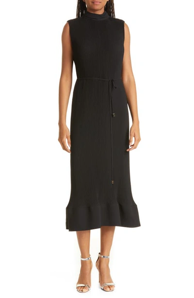 Milly Milina Micropleat Sleeveless Dress In Black