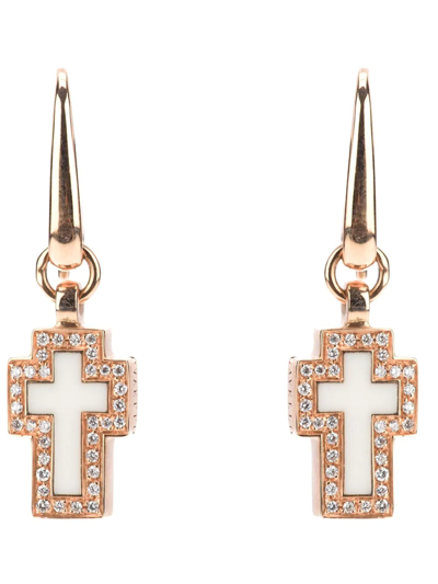 Gavello Cross Diamond Earrings In Metallic