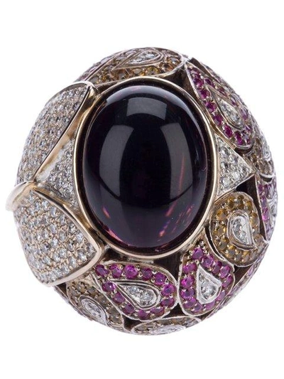 Athena Pink Sapphire And Diamond Dressing Gownline Ball Ring In Purple