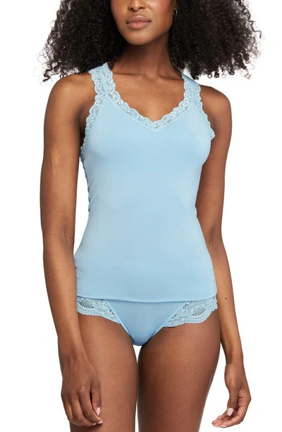 Fleur't Iconic Lace Trim Camisole With Shelf Bra In Skylight