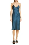 Nili Lotan Bias Cut Silk Charmeuse Slipdress In Teal