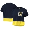 REFRIED APPAREL REFRIED APPAREL NAVY MILWAUKEE BREWERS CROPPED T-SHIRT