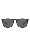 Ray Ban 54mm Polarized Square Sunglasses In Rubber Black/ Dark Grey Polar