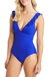 Sea Level Frill One-piece Swimsuit In Cobalt