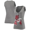 Retro Brand Original  Heathered Gray Arkansas Razorbacks Relaxed Henley Tri-blend V-neck Logo Tank To In Heather Gray