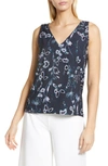 Nordstrom V-neck Tank Top In Navy Night Blue Dried Floral