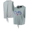 The Wild Collective Light Blue Chicago Cubs Open Back Twist-tie Tank Top In Light Blue