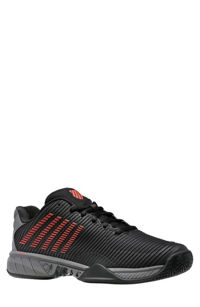 K-swiss Hypercourt Express 2 Tennis Shoe In Jet Black/ Steel Grey/ Orange