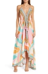Ranee's Print Halter Dress In Pink