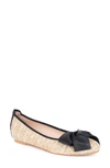 Patricia Green St. Tropez Bow Raffia Flat In Tan Straw