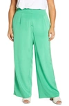 Lafayette 148 Dalton Stretch Silk Wide Leg Pants In Garden Green