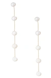 Ettika Dripping Freshwater Pearl Linear Drop Earrings In White/gold