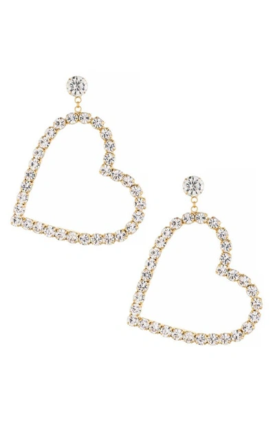 Ettika 18k Gold-plated Crystal Heart Statement Earrings