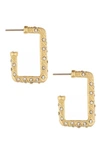 Ettika 18k Gold-plated Pave-studded Rectangle Hoop Earrings