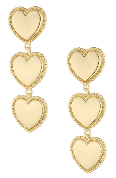 Ettika 18k Gold-plated Heart Triple Drop Earrings
