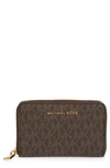 Michael Kors Small Zip Around Wallet In Brown/ Acorn