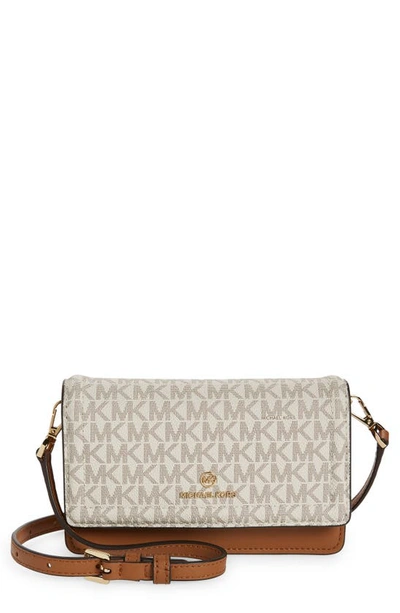 Michael Kors Jet Set Charm Small Phone Crossbody Bag In Vanilla/ Acorn