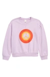 Treasure & Bond Kids' Print Oversize Fleece Sweatshirt In Purple Bloom Ombre Peace