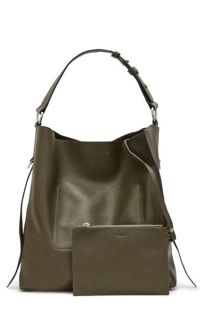 Allsaints Captain Leather Tote In Sycamore Green