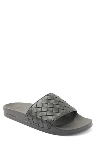 Bruno Magli Men's Magnus Woven Leather Pool Slide Sandals In Black