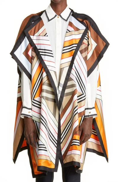 Burberry Claudia Montage Print Silk Twill Cape In Multicolor