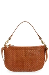 Clare V Moyen Messenger Crossbody Bag In Natural Woven Checker