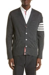 Thom Browne 4-bar Stripe Wool Cardigan In Dark Grey