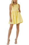 Grey Lab Scrunchie Open Back Mini Dress In Yellow