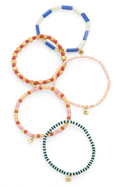Madewell Set Of 5 Assorted Beaded Stretch Bracelets In Summer Peri