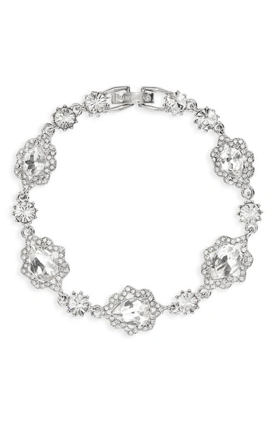 Marchesa Gold-tone Imitation Pearl & Crystal Flower Link Bracelet