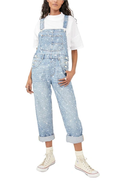 Free People We The Free Ziggy Denim Dungarees In Bleach Splatter