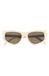 Celine 56mm Rectangular Sunglasses In Ivory / Green