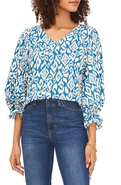Vince Camuto Balloon Sleeve Blouse In Teal Waters