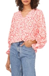 Vince Camuto Balloon Sleeve Blouse In Lush Coral