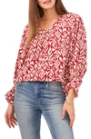 Vince Camuto Balloon Sleeve Blouse In Dark Red
