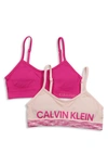 Calvin Klein Kids' Seamless Soft Crop Bras In Crystal Pink Space Dye/fuschia