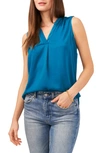 Vince Camuto Rumpled Satin Blouse In Teal Waters