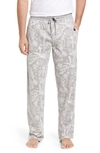 Majestic Palm Print Cotton Blend Pajama Pants In Grey Leaf