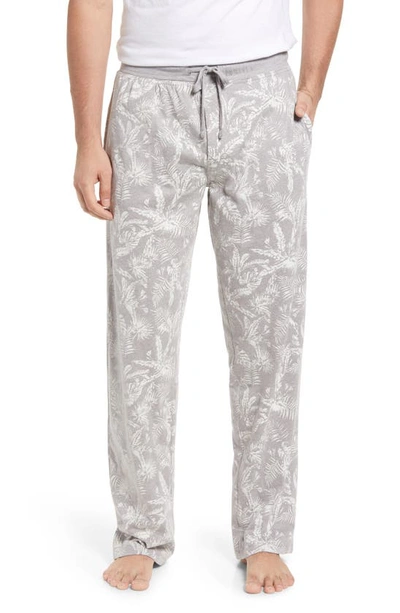 Majestic Palm Print Cotton Blend Pyjama Trousers In Grey Leaf