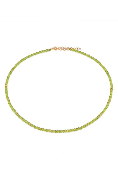 Ef Collection Birthstone Beaded Necklace In Yellow Gold / Peridot