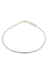 Ef Collection Birthstone Beaded Necklace In Amethyst