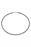 Ef Collection Birthstone Beaded Necklace In Blue Sapphire