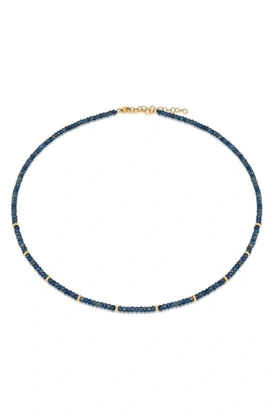 Ef Collection Birthstone Beaded Necklace In Blue Sapphire