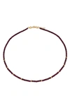 Ef Collection Birthstone Beaded Necklace In Yellow Gold / Garnet